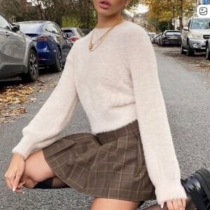 Sunday Best Aritzia Kitten Sweater Frosted Rose Pink Fuzzy Eyelash Knit XL L